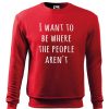 Czerwona bluza męska z białym napisem I Want To Be Where The People Aren’t. Bluza wkładana, bez kaptura.