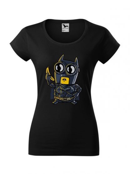Damska koszulka z krótkim rękawem i karykaturą postaci z komiksu. Krój slim-fit z dekoltem, kolor czarny.