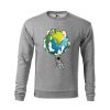 Szara bluza dziecięca z nadrukiem astronauty huśtającego się na huśtawce z kuli ziemskiej. Bluza wkładana, bez kaptura.