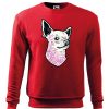 Czerwona bluza męska z nadrukiem psa rasy Chihuahua. Bluza wkładana, bez kaptura.