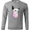 Szara bluza męska z nadrukiem psa rasy Chihuahua. Bluza wkładana, bez kaptura.