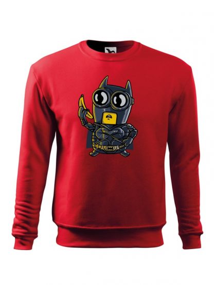 Czerwona bluza męska z karykaturą postaci z komiksu. Bluza wkładana, bez kaptura.