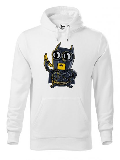 Biała bluza męska z karykaturą postaci z komiksu. Bluza typu kangur z kapturem.