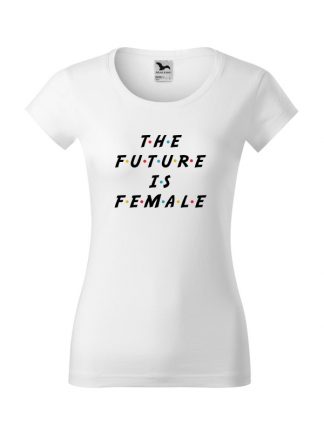 Damska koszulka z krótkim rękawem i napisem The Future Is Female. Krój slim-fit, kolor biały.
