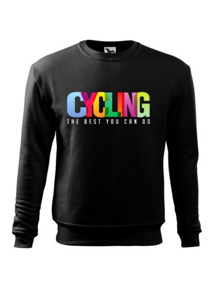 Czarna bluza męska z kolorowym napisem Cycling, The Best You Can Do. Bluza wkładana, bez kaptura.