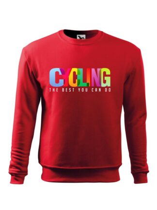 Czerwona bluza męska z kolorowym napisem Cycling, The Best You Can Do. Bluza wkładana, bez kaptura.