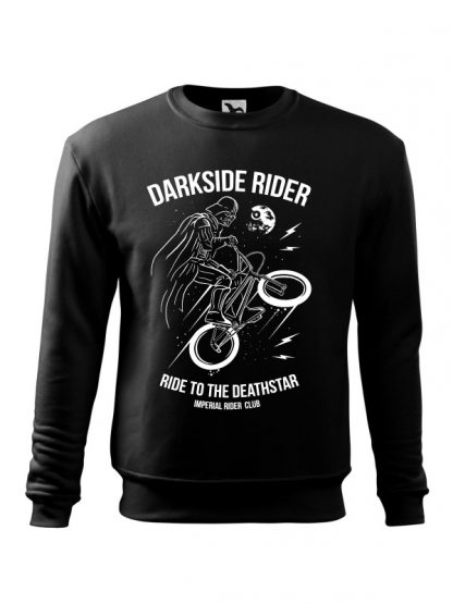 Czarna bluza męska z białym nadrukiem Darkside Rider, nawiązującym do popularnych filmów sci-fi. Bluza wkładana, bez kaptura.