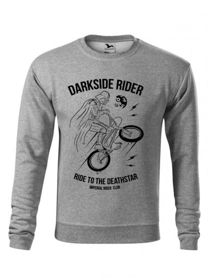 Szara bluza męska z czarnym nadrukiem Darkside Rider, nawiązującym do popularnych filmów sci-fi. Bluza wkładana, bez kaptura.