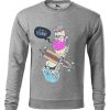 Szara bluza męska z kolorowym nadrukiem ekscentrycznego mężczyzny z deskorolką, pytającego Still Not A Vegan?! Bluza wkładana, bez kaptura.