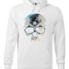 Biała bluza męska z kolorowym motywem czaszki oraz napisem Say Yes To New Adventures. Bluza typu „kangur” z kapturem.
