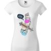 Damska koszulka z krótkim rękawem i kolorowym nadrukiem ekscentrycznego mężczyzny z deskorolką, pytającego Still Not A Vegan?! Koszulka o kroju slim-fit z dekoltem, w kolorze białym.