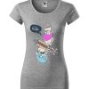 Damska koszulka z krótkim rękawem i kolorowym nadrukiem ekscentrycznego mężczyzny z deskorolką, pytającego Still Not A Vegan?! Koszulka o kroju slim-fit z dekoltem, w kolorze szarym.