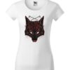 Damska koszulka z krótkim rękawem i czarnym motywem wilka oraz napisem We Are Freaks. Koszulka o kroju slim-fit z dekoltem, w kolorze białym.