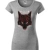 Damska koszulka z krótkim rękawem i czarnym motywem wilka oraz napisem We Are Freaks. Koszulka o kroju slim-fit z dekoltem, w kolorze szarym.