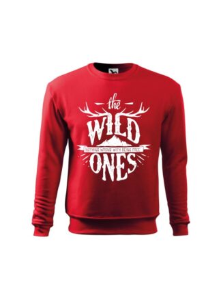 Czerwona bluza dziecięca ze stylizowanym napisem The Wild Ones, Nothing Wrong With Being Free. Bluza wkładana, bez kaptura.