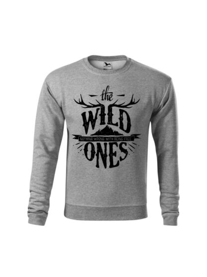 Szara bluza dziecięca ze stylizowanym napisem The Wild Ones, Nothing Wrong With Being Free. Bluza wkładana, bez kaptura.