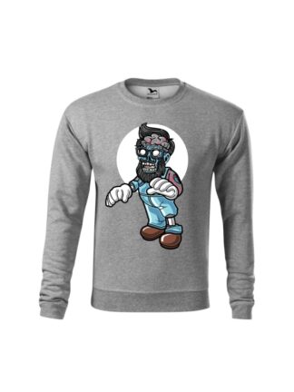 Szara bluza dziecięca z kolorową, rysunkową grafiką zombie. Bluza wkładana, bez kaptura.