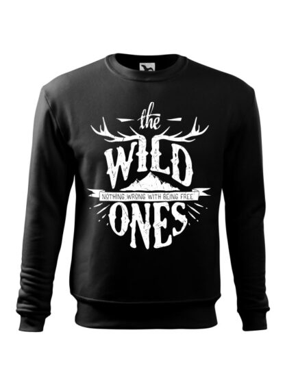 Czarna bluza męska ze stylizowanym napisem The Wild Ones, Nothing Wrong With Being Free. Bluza wkładana, bez kaptura.