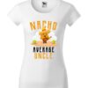 Damska koszulka z krótkim rękawem i kolorowym, zabawnym nadrukiem człowieka-nacho z gitarą oraz napisem Nacho Average Uncle. Koszulka o kroju slim-fit z dekoltem, w kolorze biała.