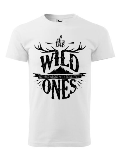 Męska koszulka z krótkim rękawem i stylizowanym napisem The Wild Ones, Nothing Wrong With Being Free. Koszulka biała.