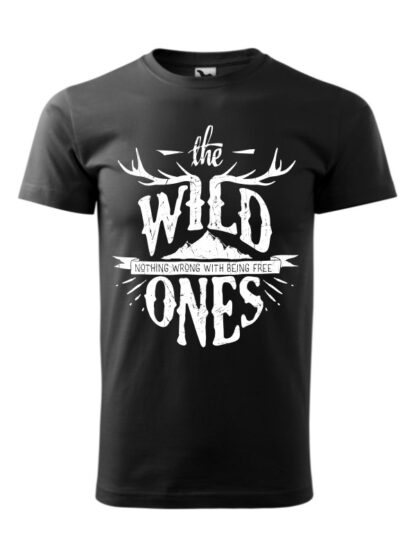 Męska koszulka z krótkim rękawem i stylizowanym napisem The Wild Ones, Nothing Wrong With Being Free. Koszulka czarna.
